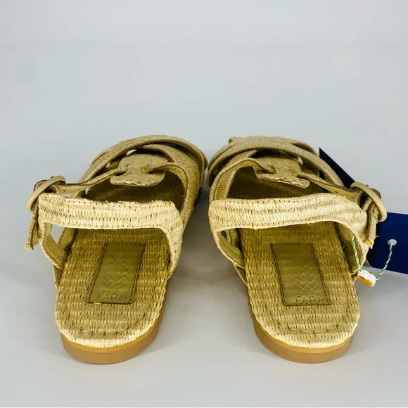 NEW FARM Rio Raffia Zigzag Slingback Natural Vegan Sandal 7M - Picture 5 of 9